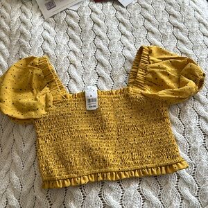 Mustard yellow stretchy crop top